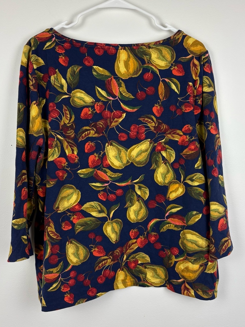 Talbots XL Painted Fruit Bauteau Neck T-Shirt Top 95% Cotton Naturecore Preppy - Picture 3 of 8